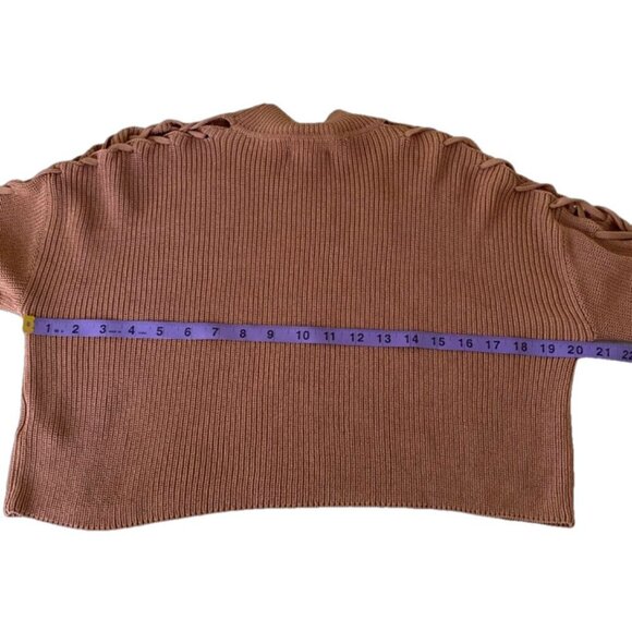 Aritzia Wilfred Size XS Cropped Mock Neck Sweater with Lace Up Arm Detail - Picture 7 of 10